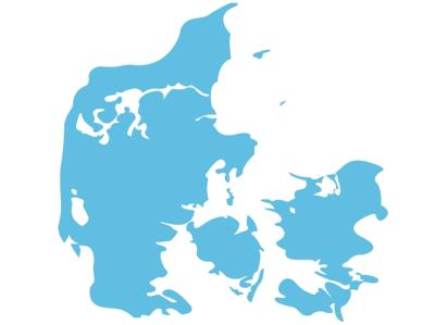 Illustrationen viser et kort over Danmark. Kortet er farvet blåt og uden angivelse af byer, veje eller andet. I teksten er der et link til vandprisen forskellige steder i Danmark.